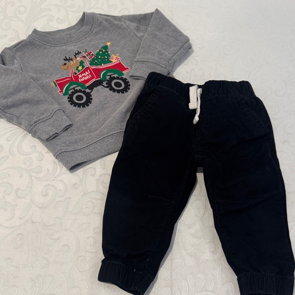 🎄🌟3/$15🌟 Cat & Jack Casual X-mas playset. Size 12 months